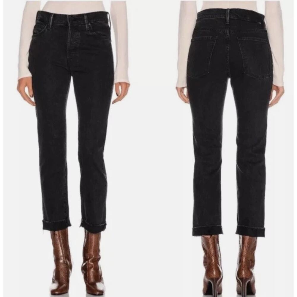 Mother Superior The Scrapper Cuff Ankle Fray in Who's Sorry Now Black Crop 26